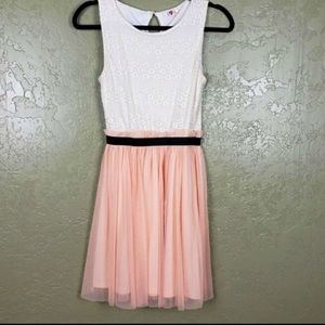 AUW white and blush tulle dress